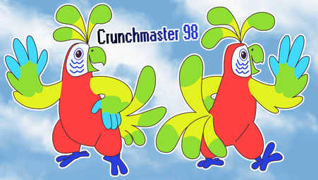 An anthropomorphic macaw.